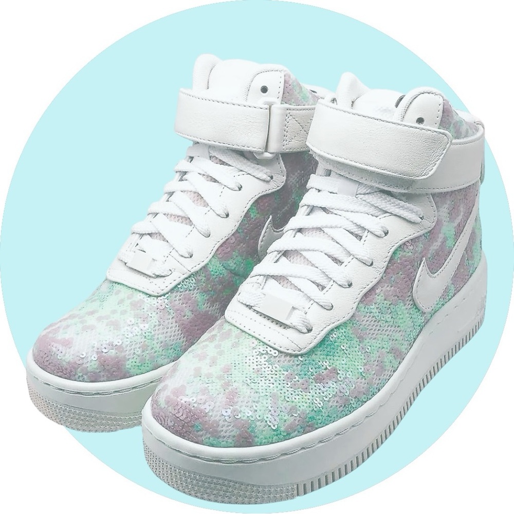🤩 NIKE Air Force 1 Upstep Hi LX 'Sequin Fabric’ 9.5 US Women’s- LIMITED EDITION🤩 - Picture 3 of 13